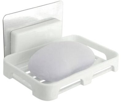 Zeep Gerechten Afvoer Wall Mounted Zeep Spons Houder Magazijnstelling Badkamer Organisator Zeep Aftappen Houder Keuken Opknoping Zeepkist wit