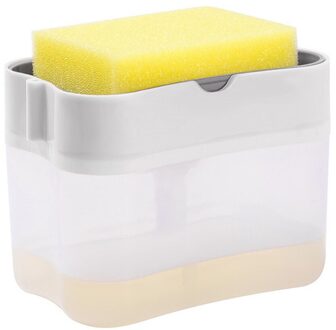 Zeep Pomp Dispenser Levert Zeep Pomp Dispenser Met Spons Houder 2-In-1 Container Huishoudelijke Producten Vloeibare Dispenser wit