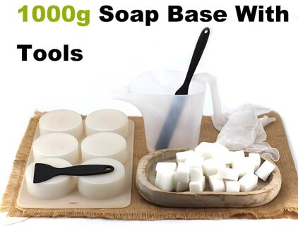 Zeep Ruwe Base Met Cilinder Siliconen Mal En Gereedschap Een Set Van Kits Voor Handgemaakte Zeep Maken Levert Diy Eigen zeep 1kg Base met Tools