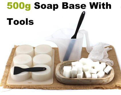 Zeep Ruwe Base Met Cilinder Siliconen Mal En Gereedschap Een Set Van Kits Voor Handgemaakte Zeep Maken Levert Diy Eigen zeep 500g Base met Tools