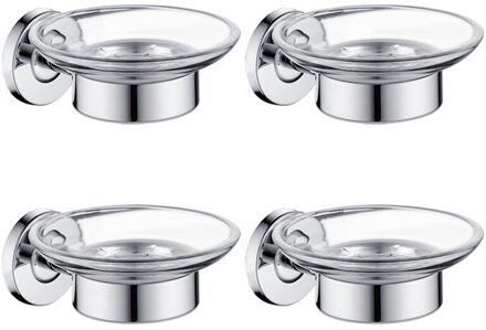 Zeepbakje Houder Met Glas Schotel Wandmontage Zeephouder Rvs Badkamer Hardware Minimalistische stijl 4stk