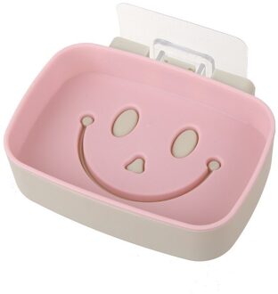 Zeepbakje Wandmontage Sticky Zeephouder Lade Badkamer Opslag Plaat Rack Douche Zeepkist Keuken Plank Mand Bad Accessoires roze