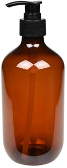 Zeepdispenser - bruin - 500 ml - zeeppompje - D7 x H19 cm