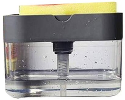 Zeepdispenser Met Spons Houder Keuken Accessoire Druk Keuken Spons Beugel Voor Familie School Office grijs
