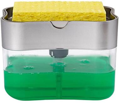 Zeepdispenser Met Spons Houder Keuken Accessoire Druk Keuken Spons Beugel Voor Familie School Office Sliver