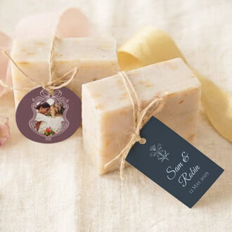 Zeepjes met rond label - set van 6