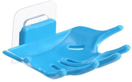 Zeepkist Hand Vormige Met Afvoer Draagbare Lichtgewicht Zeep Container Case Zeepbakje Houder Voor Badkamer Keuken Blauw