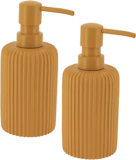 Zeeppompje 101 series - 2x - mosterdgeel - geribbeld - PS - D7 x H17 cm - 230 ml - badkamer