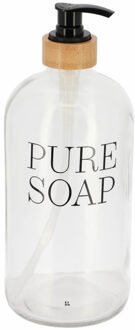 Zeeppompje - 1L - glas / bamboe - rond - pure soap - vrijstaand