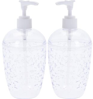 Zeeppompje/dispenser - 2x - transparant - druppels - 18 cm - badkamer/toilet/keuken