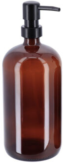 Zeeppompje/dispenser - amber - glas - 10 x 23 cm - 1000 ml