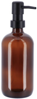 Zeeppompje/dispenser - amber - glas - 4 x 21 cm - 500 ml