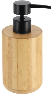 Zeeppompje/dispenser - bruin/zwart - bamboe - 8 x 16 cm - 200ml