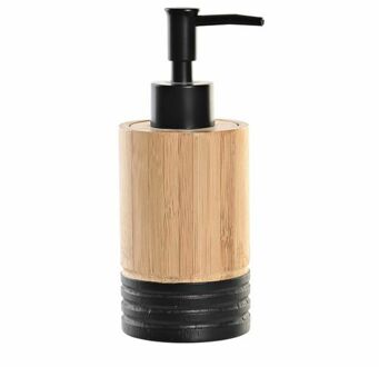 Zeeppompje/dispenser bruin/zwart bamboe hout 7 x 17 cm - Zeeppompjes