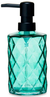 zeeppompje/dispenser Diamond - groen transparant - glas - 18 x 7 cm - 410 ml