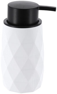 Zeeppompje/dispenser Diamond - wit - kunststof - 6 x 15 cm