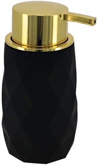 Zeeppompje/dispenser Diamond - zwart - kunststof - 6 x 15 cm