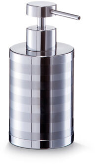 Zeeppompje/dispenser edelstaal/rvs streep 7 x 15 cm - Zeeppompjes Zilverkleurig