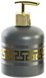 Zeeppompje/dispenser glas grijs/goud 8 x 14 cm