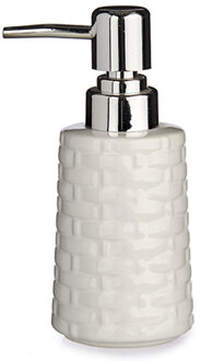 Zeeppompje/dispenser keramiek wit/zilver - 350 ml - Zeeppompjes
