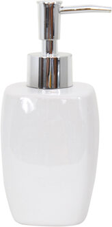 Zeeppompje/dispenser - Montreal - keramiek - wit - 7 x 16 cm - 260 ml - Zeeppompjes