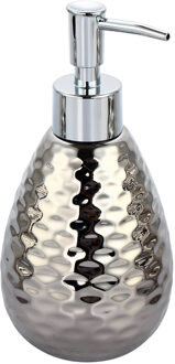 Zeeppompje/dispenser - Phoenix - keramiek - zilver kleur - 8 x 17 cm - 260 ml - Zeeppompjes Zilverkleurig