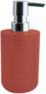 Zeeppompje/dispenser Porto - PS kunststof - terracotta/zilver - 7 x 16 cm - 260 ml - Zeeppompjes