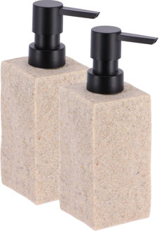 Zeeppompje/dispenser Ruby - 2x - creme - kunststeen - 18 cm - 260 ml