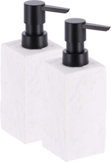Zeeppompje/dispenser Ruby - 2x - wit - kunststeen - 18 cm - 260 ml