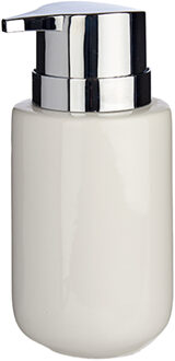 Zeeppompje/dispenser van keramiek - wit/zilver - 350 ml - Zeeppompjes