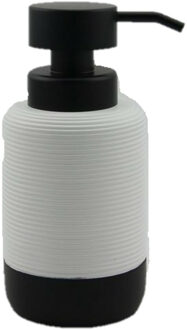 Zeeppompje/dispenser wit/zwart keramiek 10 x 17 cm - Zeeppompjes