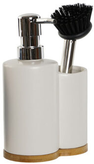 Zeeppompje met keuken organizer Soul - wit - 2 compartimenten - dolomiet - 11 x 9 x 18 cm