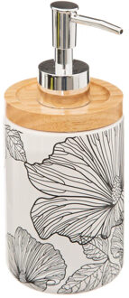 Zeeppompje/zeepdispenser - Blackflora - wit/zilver - 280 ml
