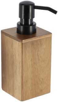 Zeeppompje/zeepdispenser - bruin - hout look - 150 ml