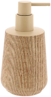 Zeeppompje/zeepdispenser - bruin - hout look - kunststof - 350 ml