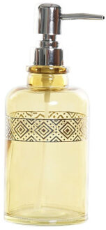 Zeeppompje/zeepdispenser geel transparant van glas 400 ml - Zeeppompjes
