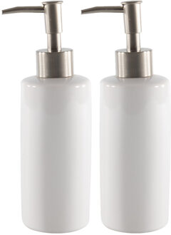 Zeeppompje/zeepdispenser wit keramiek 20 cm
