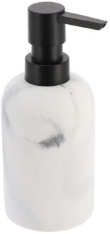 Zeeppompje/zeepdispenser - wit - marmer look - kunststof - 300 ml