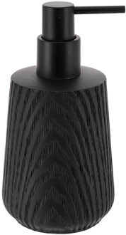 Zeeppompje/zeepdispenser - zwart - hout look - 350 ml