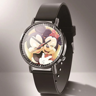 Zegarek damski New Fashion Mickey Women watch cartoon children quartz Watches Reloj Black Leather Ultra-thin women watch часы