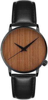 Zegarek Damski Vrouwen Horloges Creatieve Persoonlijkheid Houten Sleek Wijzerplaat Quartz Polshorloge Europese Zonder Digitale Herenhorloge Reloj zwart