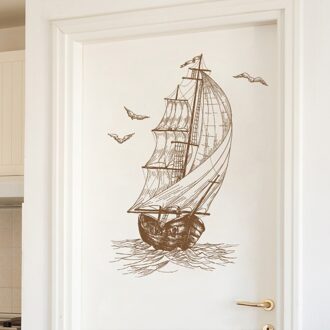 Zeilboot Muurstickers Schets Home Decoratie Voor Deur Muur Woonkamer Slaapkamer Vinyl Decals Eenvoudige Pvc Muurstickers/Adhesive