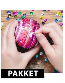 Zelf 5x pailletten kerstballen maken set 12 cm