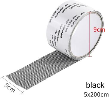 Zelf Hechting Scherm Reparatie Patch Tape Venster Deur Scherm Voor Home Anti Mosquito Fly Bug Netto Mesh Gebroken Gaten Reparatie 5x200CM zwart