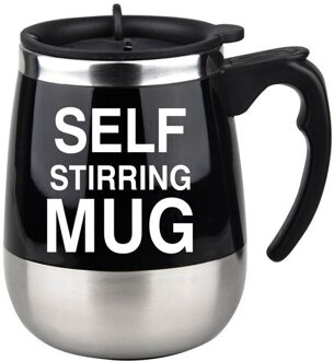 Zelf roeren mok Automatische Roer Cup Motor aangedreven dubbele Koffie mokken rvs Cup tumbler zwart