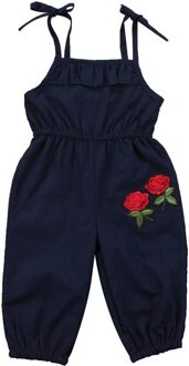 Zelf Tie borduren Bloem Overalls Jumpsuits voor Peuter en Baby Meisje 3T