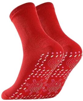 Zelf Verwarming Sokken Mannen Vrouwen Sok Comfortabele Ademende Verwarmde Sokken Outdoor Warm Pijnbestrijding N66 Rood