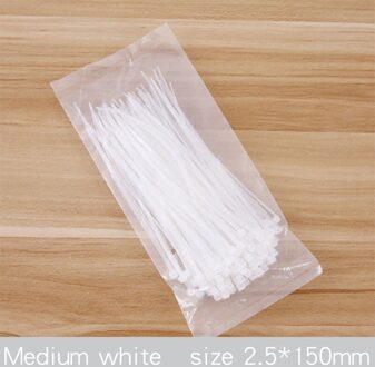 Zelfblokkerende Plastic Nylon Draad Kabelbinders 100 stuks Zwart Wit Kabelbinders Vast Lus Kabel Zip TieVarious Specificaties GUANYAO medium wit 100stk