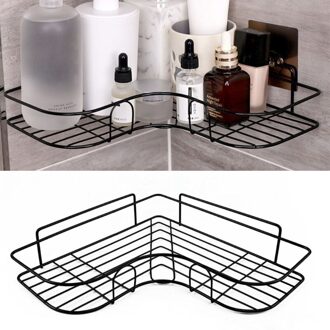 Zelfklevende Badkamer Douche Plank Metalen Muur Gemonteerde Organizer Rack zwart