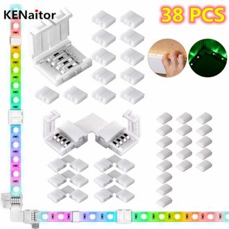 Zelfklevende Draad Bundel Houder Tie Mount Clip 4Pin 10Mm Rgb Led Licht Strip L Shape Connectors Adapter terminal Extension